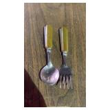 Set of Bakelite Toddler Spoon and Fork Set