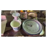 Vintage ceramic plate clock, vintage brass
