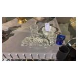 Vintage clear glass fire truck candy container,