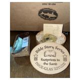 wooden Footprints in the Sand Barrel Lid Plaque &