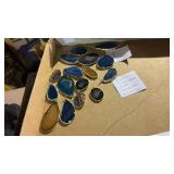 16 Sliced Agates Quartz & Silver trim
