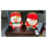 Wooden Mr. Claus and Mrs. Claus Figurines with