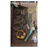 Tray Lot of Costume Necklaces, Bracelets and More