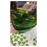 3 vintage emerald green glass square-rounded