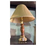 Vintage turned wood and brass table lamp