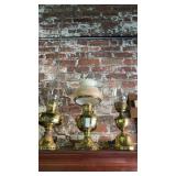 Vintage brass electric conversion oil lamps (3)