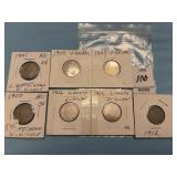 Seven U.S. Liberty Head "V" Nickels