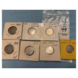 Seven U.S. Liberty Head "V" Nickels