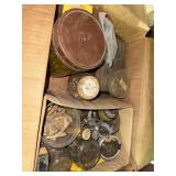 Box of misc hardware and pipe support