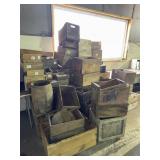 Large lot of wooden crates and boxes
