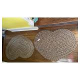 2 Primitive Braided Heart-Shaped Rugs