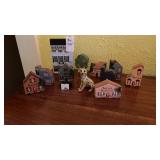 Vintage primitive miniature village shelf sitters