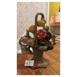 Vintage Cast Iron Painted Flower Basket Doorstop