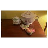 An antique porcelain hand- painted chamber pot &