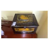 Vintage Tropical Metal Trinket Box