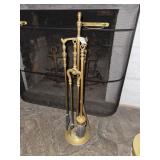 Vintage brass fireplace tool set