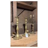 3 Brass Candlestick Holders