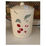 Vintage ceramic cherry canister with flour