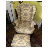 Vintage wingback chair and ottoman with huntsman