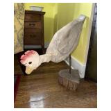 Vintage hand carved wood chicken