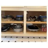 Lot of pots/pans, bakeware, flatware, electric