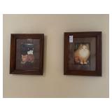 2 framed cat pictures *one is cracked*