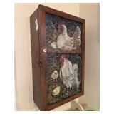 Rustic wooden wall cabinet with hand painted