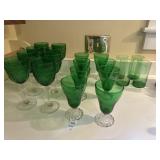 Lot of green glasses and tumblers