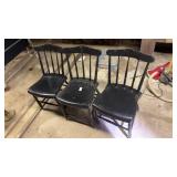 Three Black Wooden Chairs