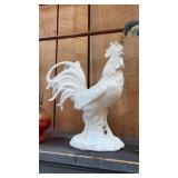 Vintage White Ceramic Rooster Statue