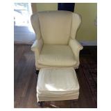 Vintage wingback armchair -pale yellow with