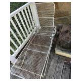Vintage white wrought iron patio chaise lounge on