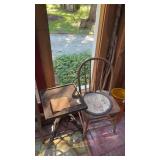 Wooden Chair, Walking Sticks and Table
