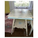 Vintage hand painted wooden table 22 x 28 inches