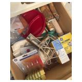 Drawer lot of misc - picture light, lightbulbs,