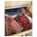 Drawer lot of Rival Crock-Pot and plastic cups