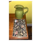 Vintage Bird Placemat and Green Pitcher