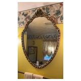 Shield Shaped Gold Tone Bathroom Mirror