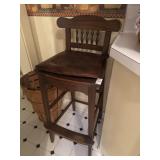Vintage wooden stool with cushion needs work