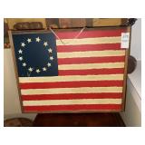 Painted wooden American flag hanging decor