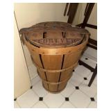 Vintage slat bushel basket with lid