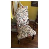 Floral Embroidered Wooden Lounge Chair