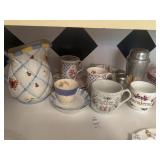 Lot of floral cups, plates, insect pitcher and
