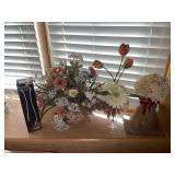 Vases & faux flower decor lot