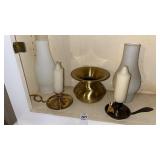 Brass Spittoon and Candles