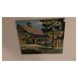 Vintage canvas painting and framed painting