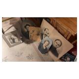 Antique Pictures and Baptism Certificate