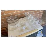 Lot of glassware - vintage clear crystal port