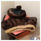 Real mink hat and collar