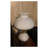 Hobnail White Table Oil Lamp